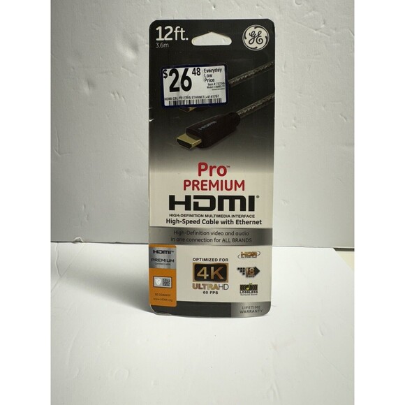 NEW! GE 38768 12ft‎ Pro Premium HDMI Optimized for 4K” - Picture 6 of 7